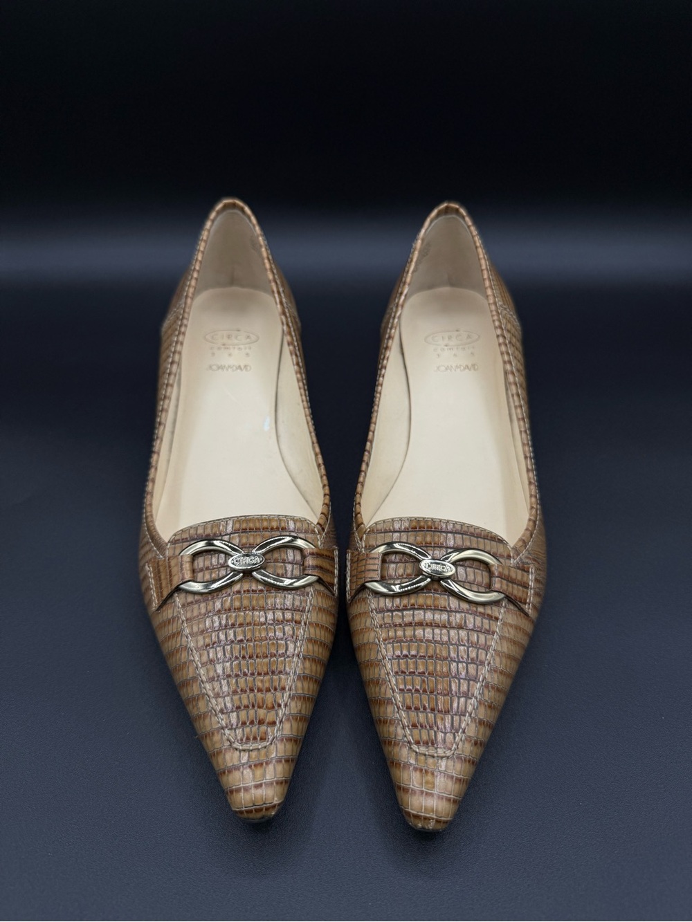 Joan & David Pointed Toe Leather Kitten Heels